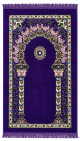 Tapis de prière musulman pour adulte violet motifs Rosace et fleurs multicolores