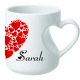 Mug cadeau avec coeur incruste au niveau de l'anse personnalise avec 2 prenoms et l'illustration du coeur de votre choix (Pour couple)