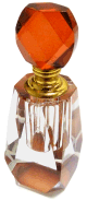 Parfum feminin "Ahlam" en bouteille de cristal couleur ambre doree