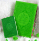 Pack Cadeau Vert clair : Le Saint Coran Rainbow et La citadelle du musulman (francais/arabe/phonetique)
