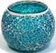 Bougeoir artisanal - Objet decoratif en verre mosaique colore