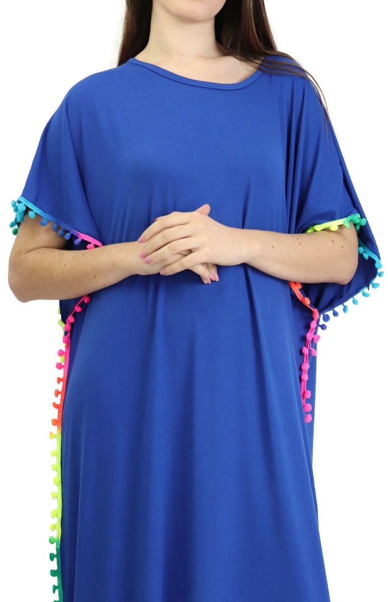 Robe orientale extra large pas cher avec pompons multicolores et