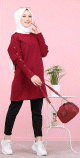 Tunique décontractée Style Sweat-shirt (Mode islamique et Hijab pour femme) - Couleur bordeaux Tunique décontractée Style Sweat-shirt (Mode islamique et Hijab pour femme) - Couleur bordeaux