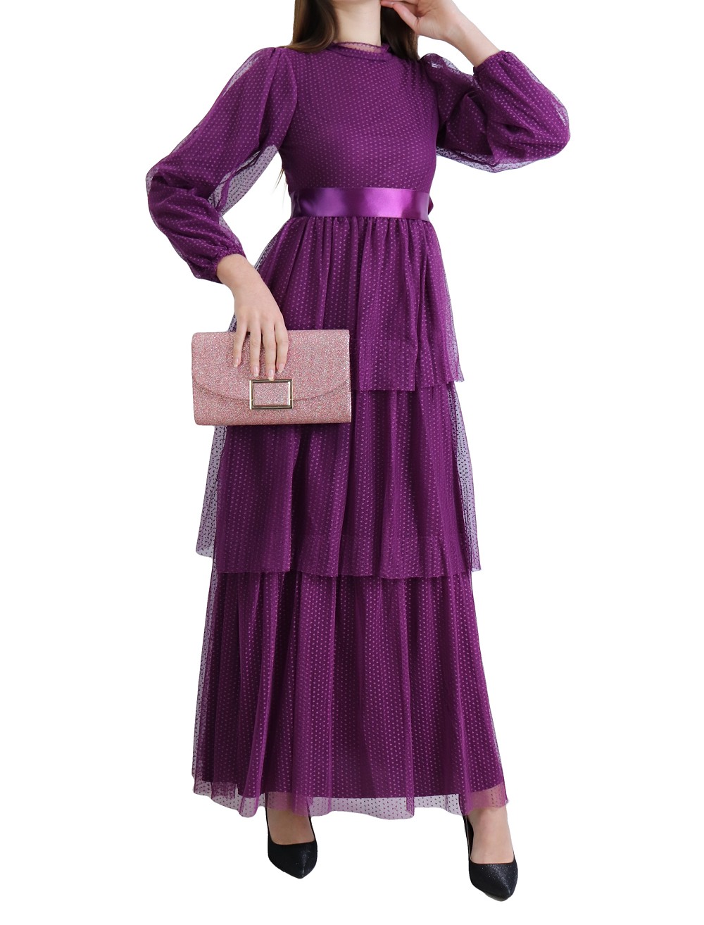 Robe de soirée longue en tulle habillée pour femme - Couleur Jaune - Prêt à  porter et accessoires