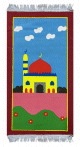 Tapis de priere (Sajjadat-Salat) pour enfants et ados musulmans avec dessin Mosquee contour bordeaux