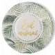 Assiette Motif tropical avec inscriptions doree "Eid Mubarak" : Lot de 6 assiettes pour fete musulmane de l'Aid