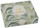 Boite a gateaux a motif tropical inscription doree "Eid Mubarak" (fete musulmane de l'Aid)