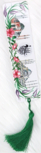 Marque-page avec pompon en sabra vert - Mosquees et fleurs