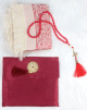 Sacoche cadeau femme musulmane : Pochette en tissu + Chapelet 99 perles (Sabha) + tapis de priere adulte - Couleur bordeaux