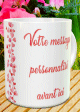 Tasse cadeau avec deux messages personnalises (Mug customise branches de coeurs en aquarelle)