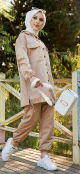 Ensemble casual femme veste et pantalon (Vetement Hijab) - Couleur beige