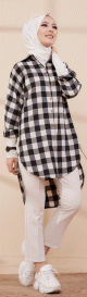Chemise - Tunique à carreaux (Vêtement pudique pour femme) - Couleur noir et blanc