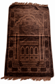 Tapis de prière adulte ultra-doux avec motif 4 ogives - Couleur Marron Tapis de prière adulte ultra-doux avec motif 4 ogives - Couleur Marron