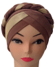 Bonnet hijab croisée à tresse pour femme - Couleur Marron clair Bonnet hijab croisée à tresse pour femme - Couleur Marron clair