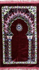 Tapis de prière adulte bordeaux motifs rosace et 2 piliers multicolores (mihrab) Tapis de priere adulte bordeaux motifs rosace et 2 piliers multicolores (mihrab)