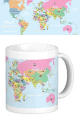 Mug pedagogique "Carte geographique du monde avec drapeaux" (francais/arabe/anglais)
