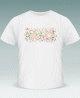T-Shirt personnalisable avec une mosaique multicolore de lettres de l'alphabet arabe